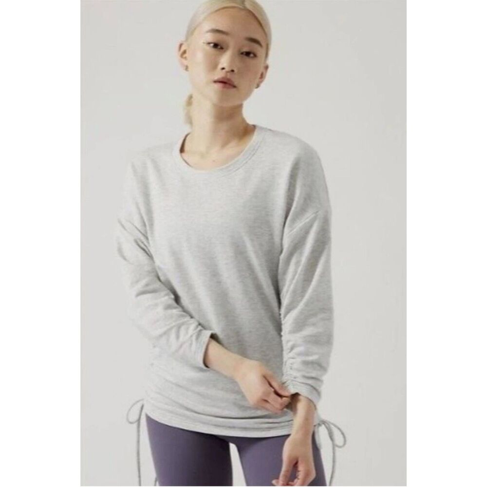 ATHLETA Lombard Ruched Sweatshirt Light Grey Heather, Sz M